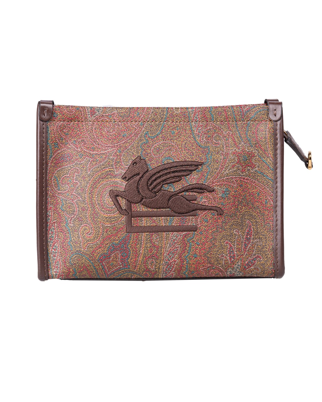 shop ETRO  Borsina: Etro pouch paisley con pegaso.
Chiusura con cerniera.
Manico rimovibile.
Tasca interna applicata.
Accessori metallici con finitura dorata.
Dimensioni: 15 x 21 x 4 cm.
Composizione: Tessuto di cotone Paisley jacquard spalmato con grana opaca e doppiato in tela; Dettagli: 100% pelle; Ricamo: 100% poliestere; Fodera: 100% poliestere.
Made in Italy.. WP2C0014 AA001-M0019 number 3106179